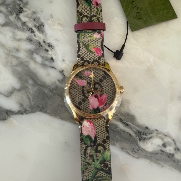 Gucci | Accessories | Ladies Gucci Gtimeless Pink Blooms  Gucci Women\'s G-Timeless Floral Dial Watch - YA1264038A